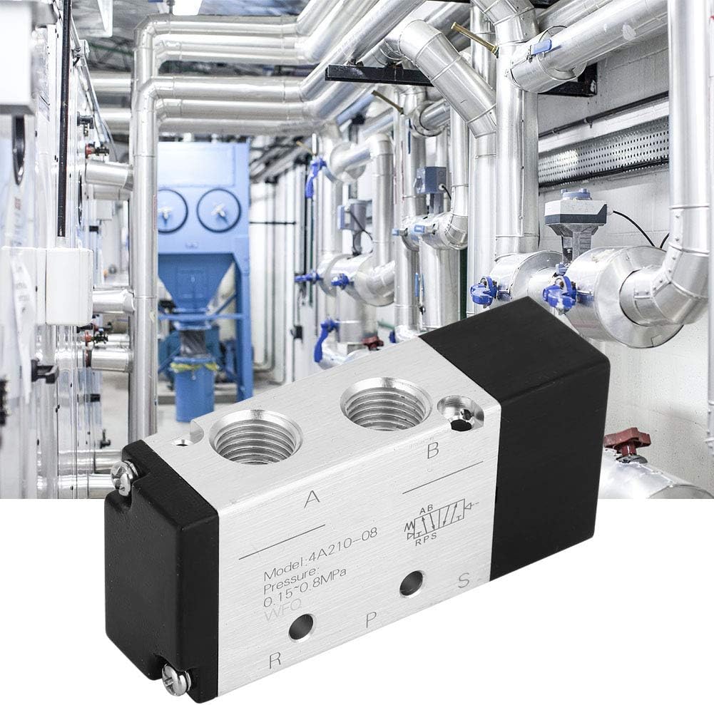 Fafeicy Valve, 4A210-08 2 Position 5 Way Pneumatic Air Valve Inlet/Outlet PT1/4in for Mechanical Equipment, Textile Equipment and Food Processing