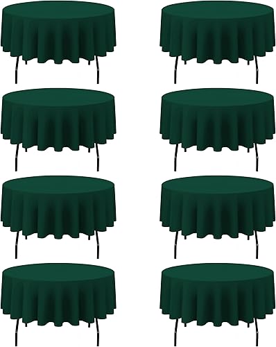 Miniatura 80 de BRILLMAX 4 paquetes de manteles redondos de 132 pulgadas color marfil - manteles circulares a granel de lino y poliéster lavables para mesa