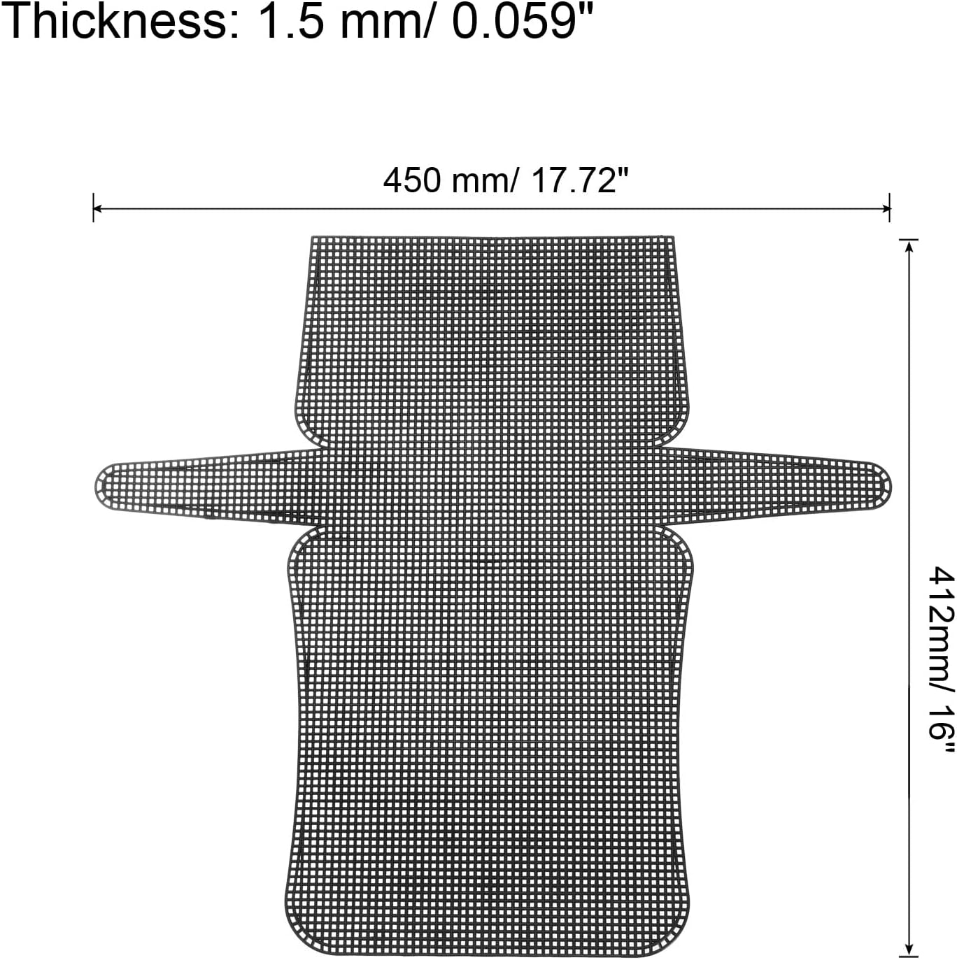 MECCANIXITY 4Pcs Plastic Mesh Canvas Sheet 6 Count 41.2 cm/ 16.2" for Crochet Bag Making Crossbody Bag Blank Canvas for Embroidery Needlepoint, Bag, Knit Crochet Mesh, Black
