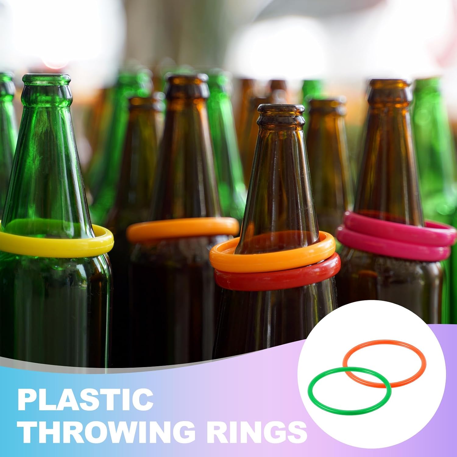 PATIKIL Plastic Ring-Toss Rings for Bottles, Carnival Rings Plastic Hoops for Speed and Agility Practice Outdoor Party Favor
