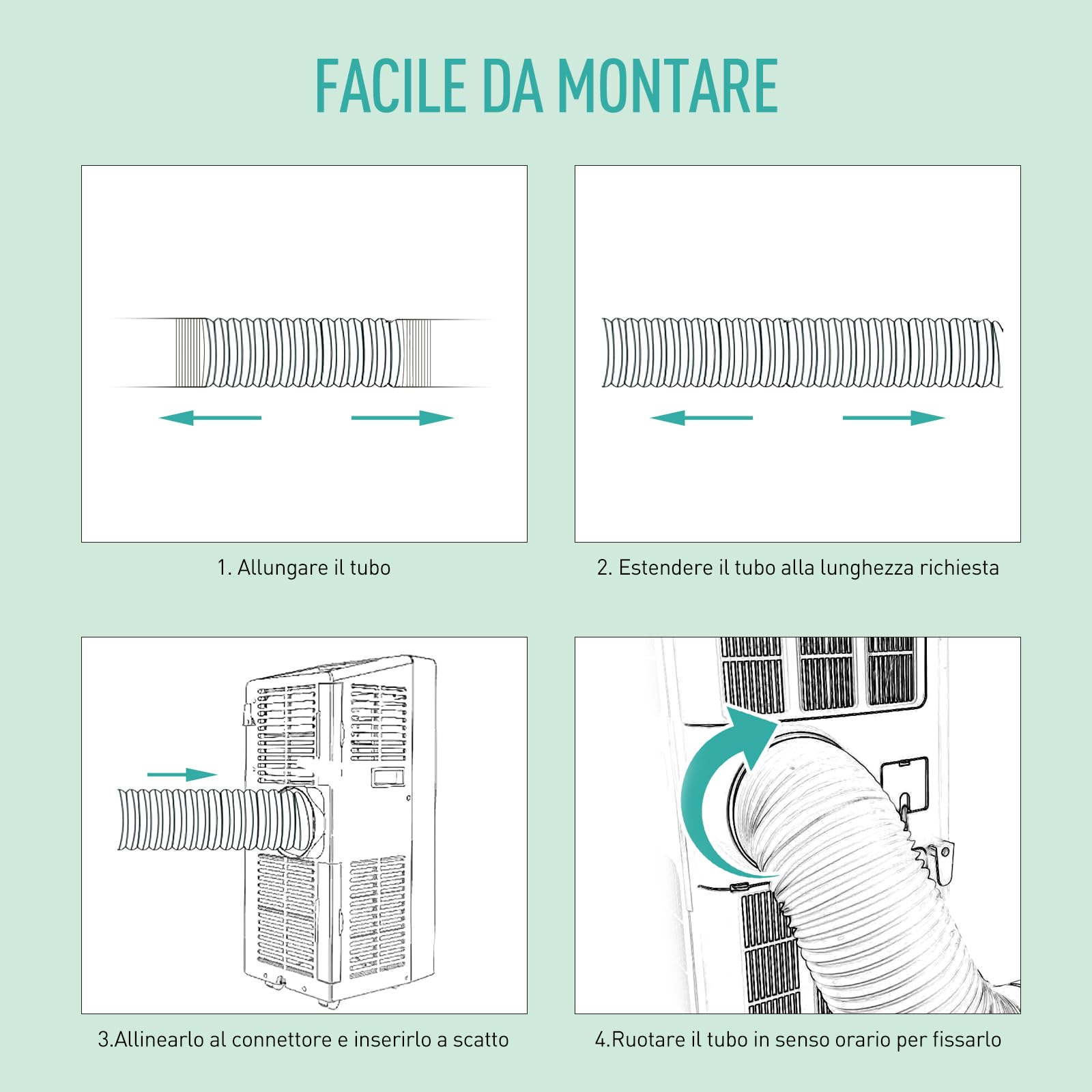 AGPTEK 13CM Tubo di Scarico del Condizionatore d'Aria Portatile, in PVC, Diametro 13 CM, Filettatura Oraria, Tubo di Ricambio Universale, Estensibile 150CM di Lunghezzaza