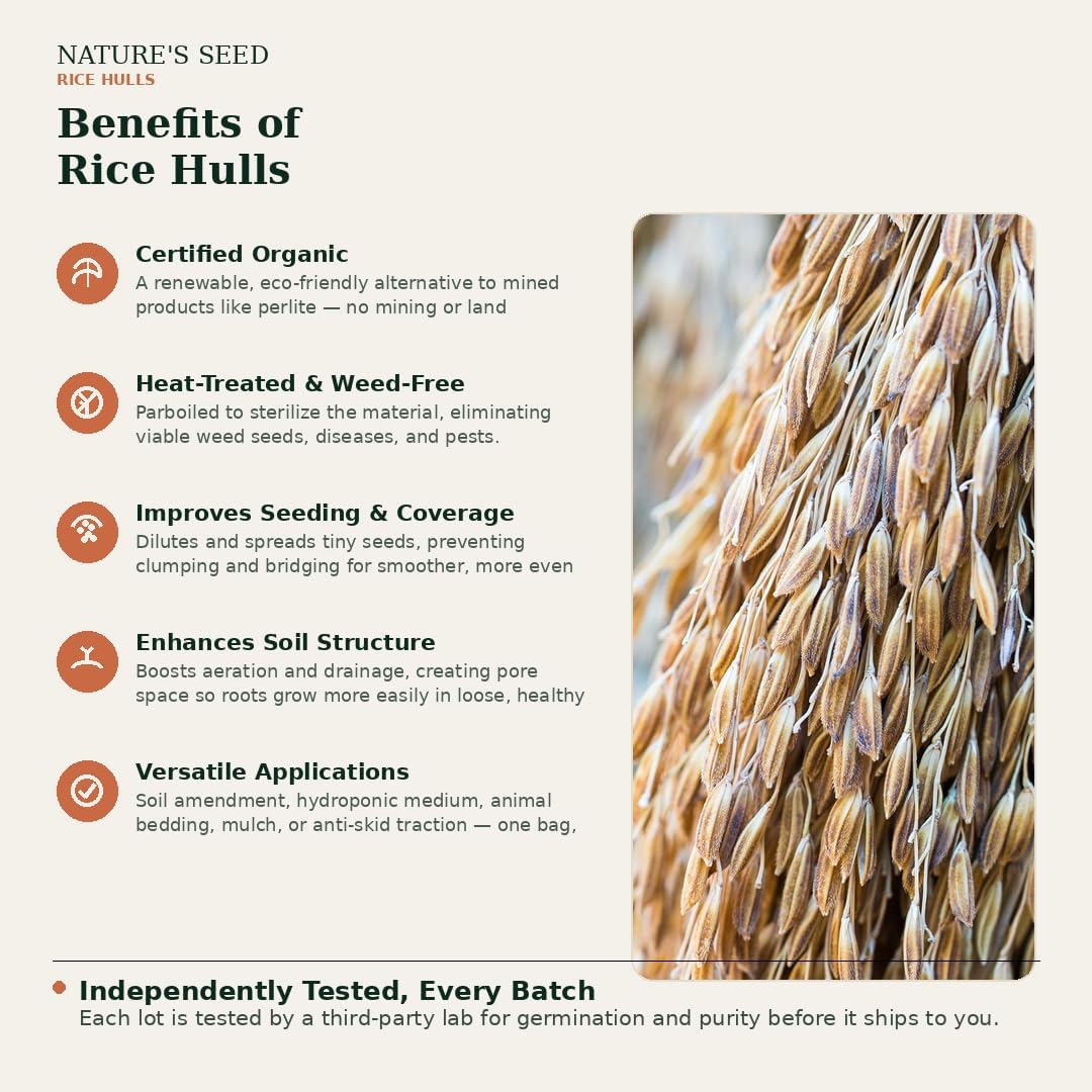 Nature’s Seed Rice Hulls for Gardening, Plants and Chicken Bedding, 5 Lbs image 3