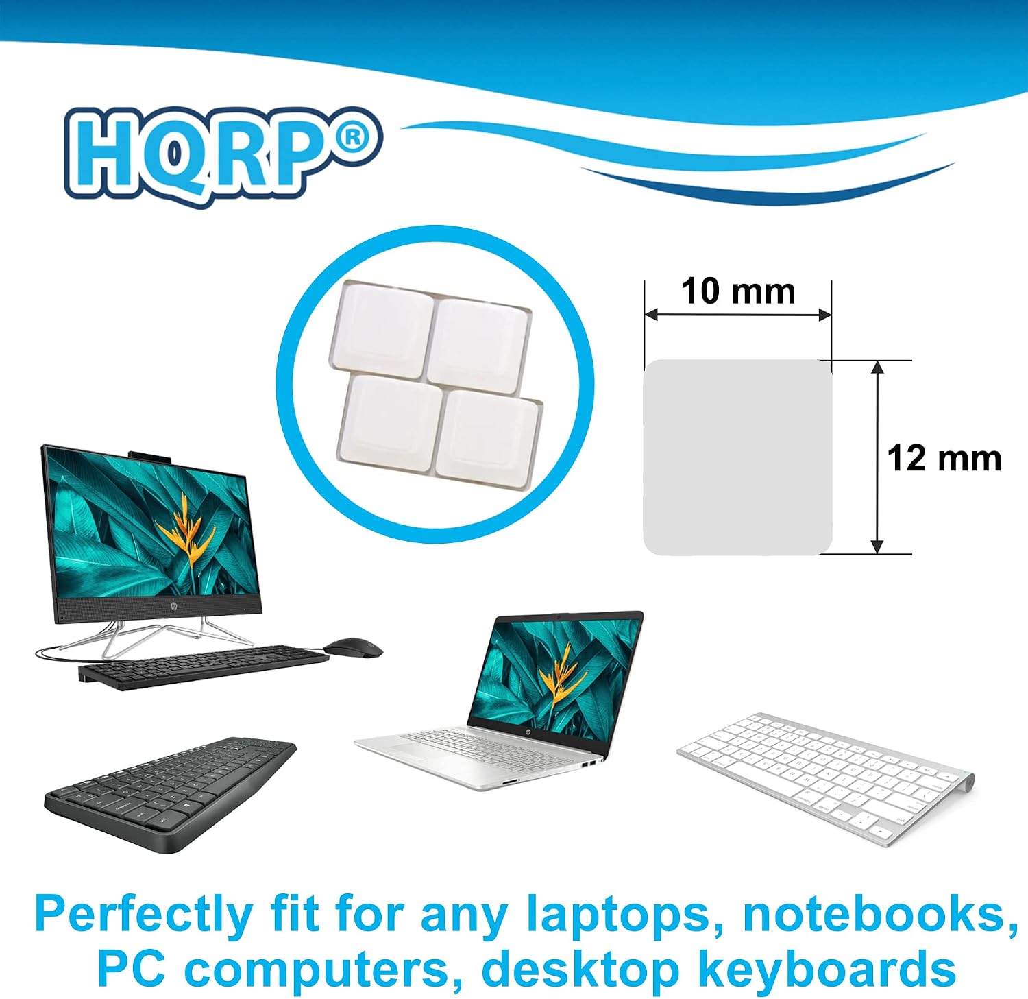 HQRP 20-Pack Education Blank Keyboard Stickers Non Transparent White Background for All PC, Notebooks, Laptops