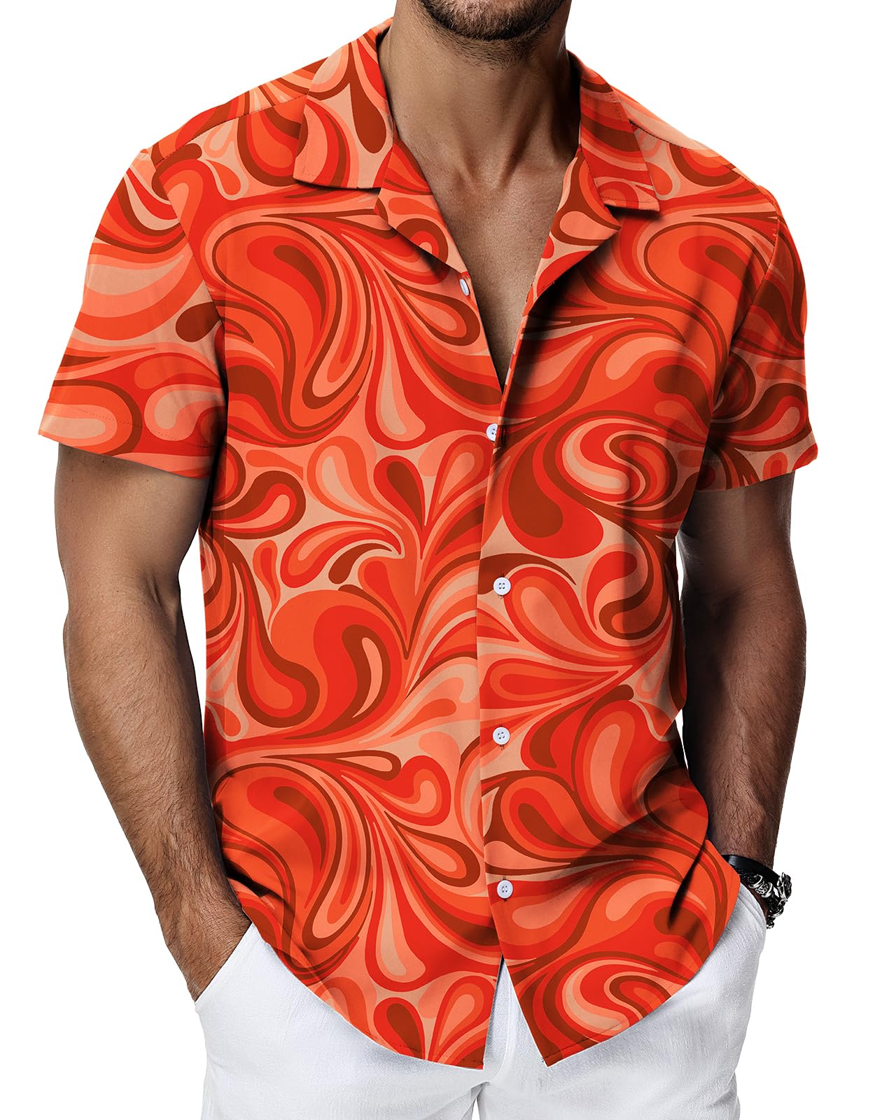 HMIYA Hawaii Hemd Männer Hawaiihemd Herren Kurzarmhemd Button Down