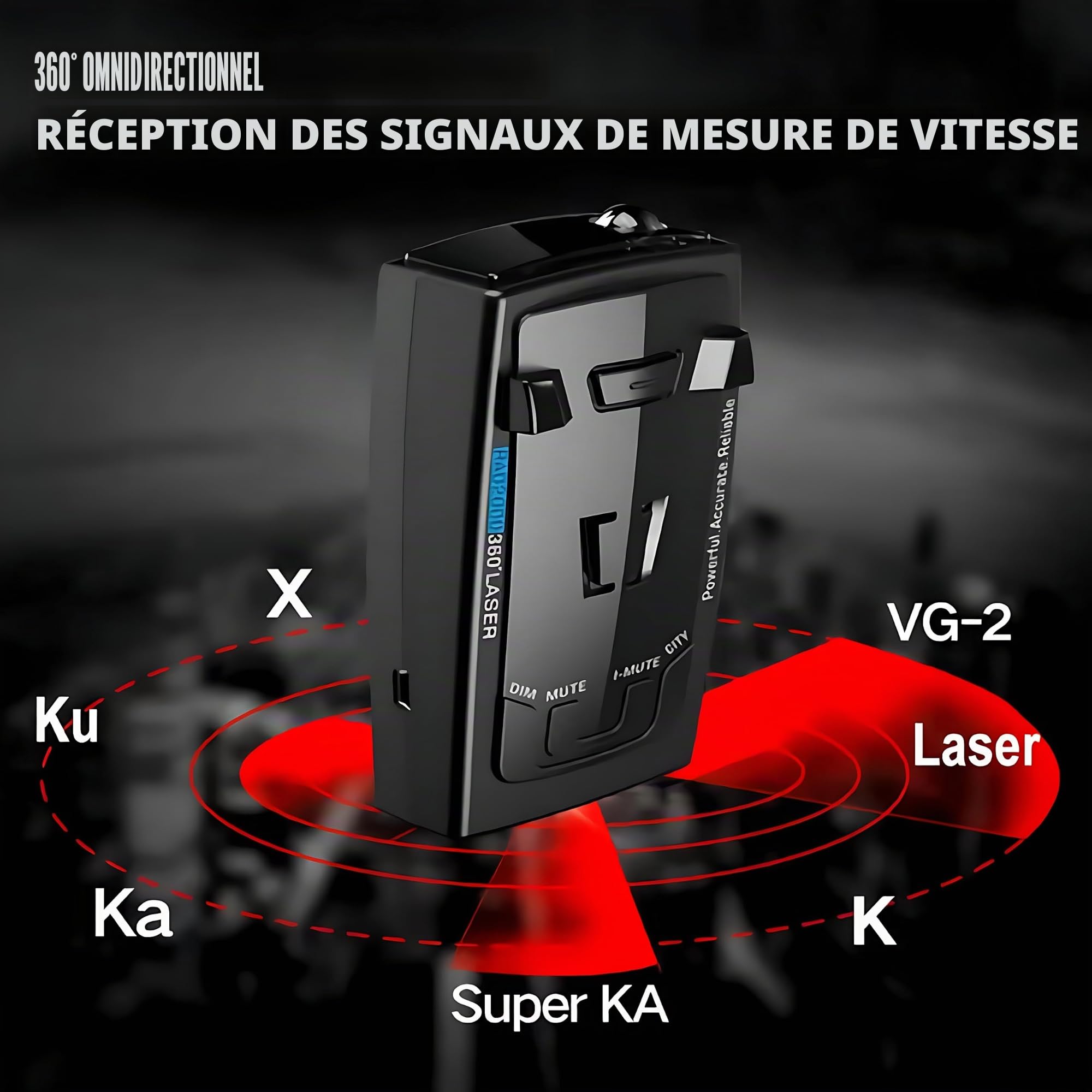 Détecteurs de Radar Laser RAD2000 pour Voitures, détecteur de Radar de Police avec détection Longue portée, Circuit Anti-Fausse Alerte, immunisé VG-2, Modes Ville et autoroute, Affichage LED - Bandes