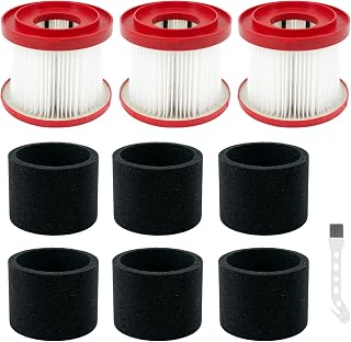 3 Pack 49-90-1900 Filter + 6 Foam Sleeves + Brush, for Milwaukee M18