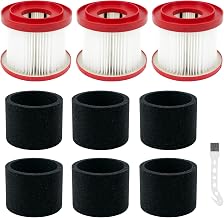 3 Pack 49-90-1900 Filter + 6 Foam Sleeves + Brush, for Milwaukee M18 | Washable & Reusable, Tool-Free Install, Fits Milwaukee M18 0880-20 0780-20, 3 Filters + 6 Foam Sleeves + 1 Brush