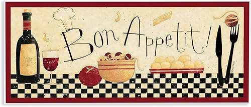 Stupell Home Décor Bon Appetit - Placa de pared para cocina, 7 x 0.5 x 17 pulgadas, fabricada con orgullo en Estados Unidos