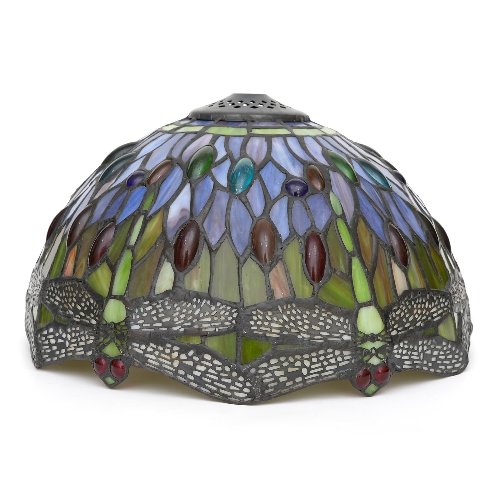 Abat-jour en vitrail de 30 cm, remplacement Tiffany, perles colorées, style libellule, décoration vintage pour lampe de plafond, lampe suspendue, lampadaire et table.