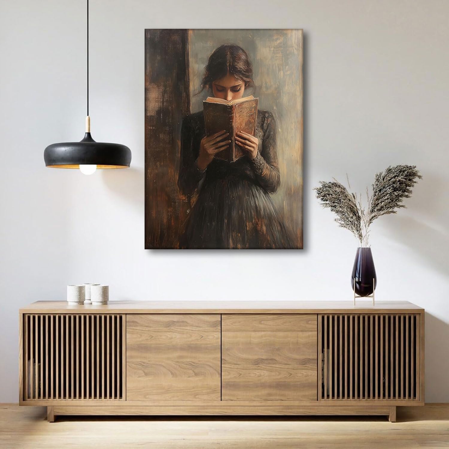 Framed Victorian Feminine Reading Canvas Wall Art Vintage Dark Academia Moody Books Poster Print Gothic Librariancore Nook Painting Picture for Book Lover Gifts Bedroom Gallery Wall Decor 12x16in - Image 5