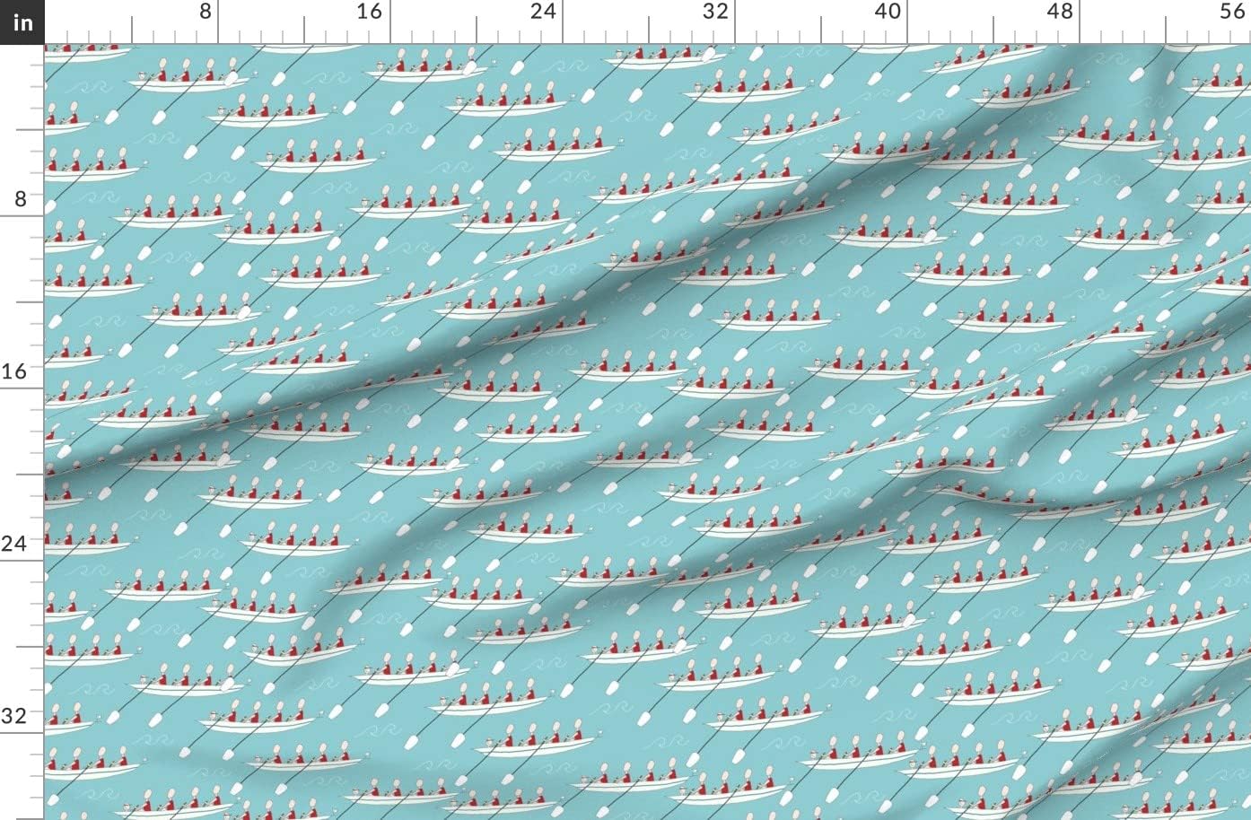 Spoonflower Fabric - Rowing Water Oars Boat Sport Printed on Organic Cotton Sateen Fabric by The Yard - Sewing Quilting Apparel Home Decor