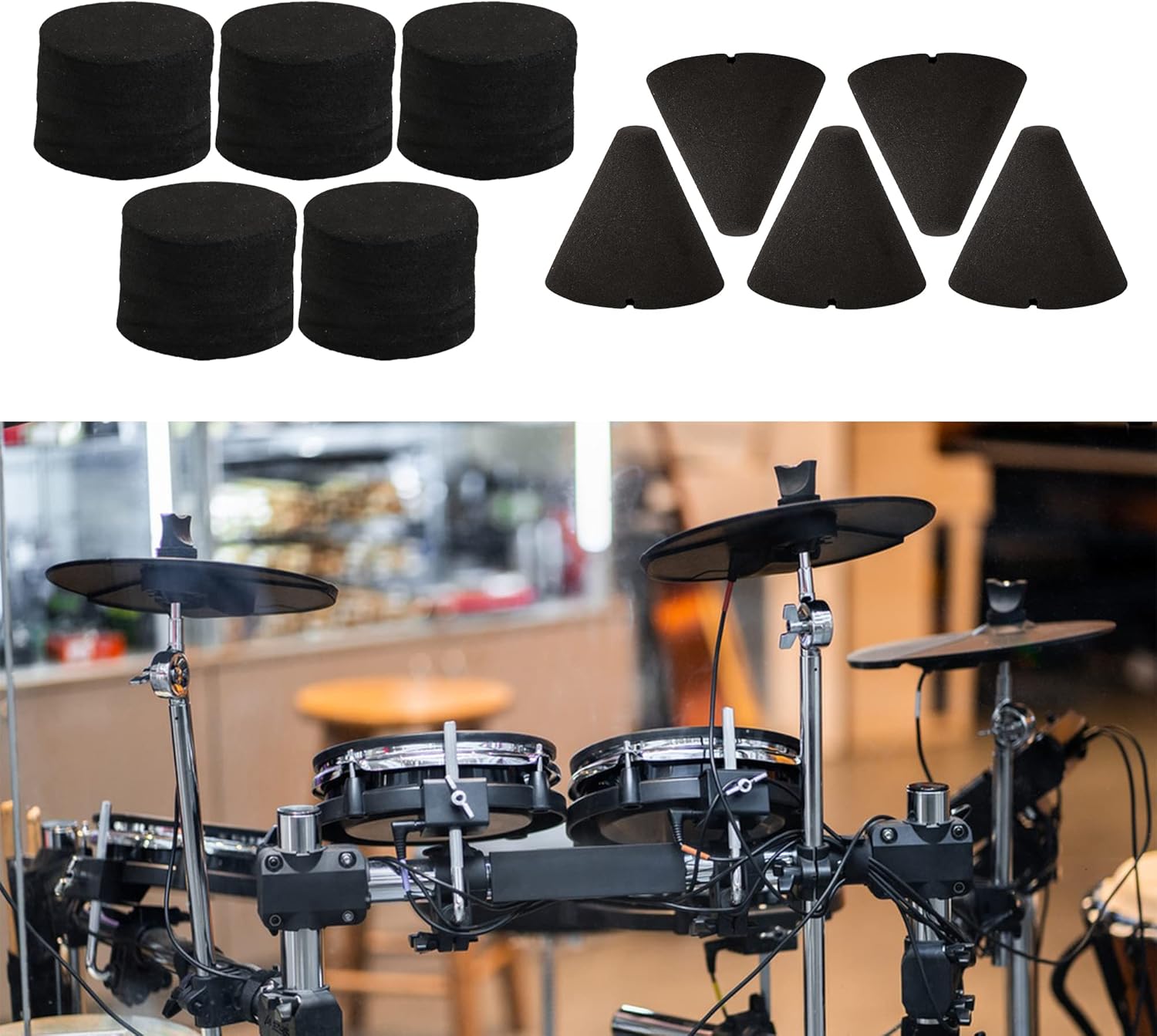 Yibuy Electronic Drum Piezo Trigger Cone Cylinder Black Foam Parts Kit Pack of 10