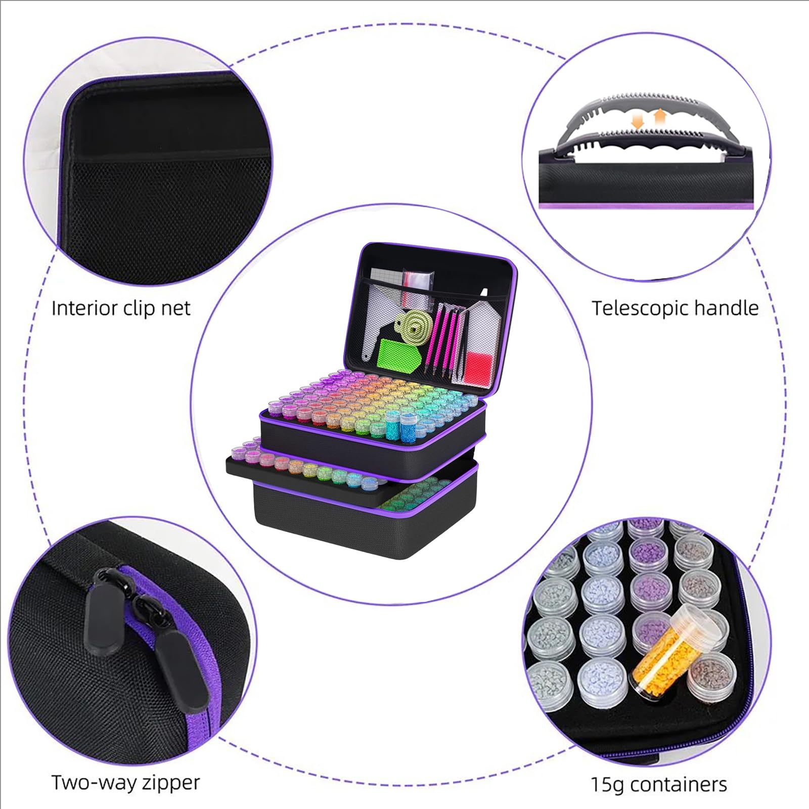 RATSTONE Diamond Painting Kit,240 Pezzi Di Bottigliette,Con Scatola,Imbuto,Adesivi e Altri Accessori,Adatto Per La Pittura a Diamante,La Conservazione,Ecc.