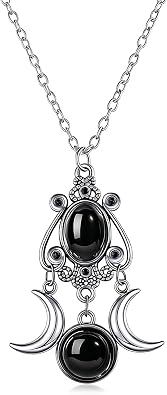 Gothic Vintage Gem Pendant Necklace | Victorian Style Filigree Silver-Tone Jewelry | Ideal Gift for Party Cosplay & Daily Wear