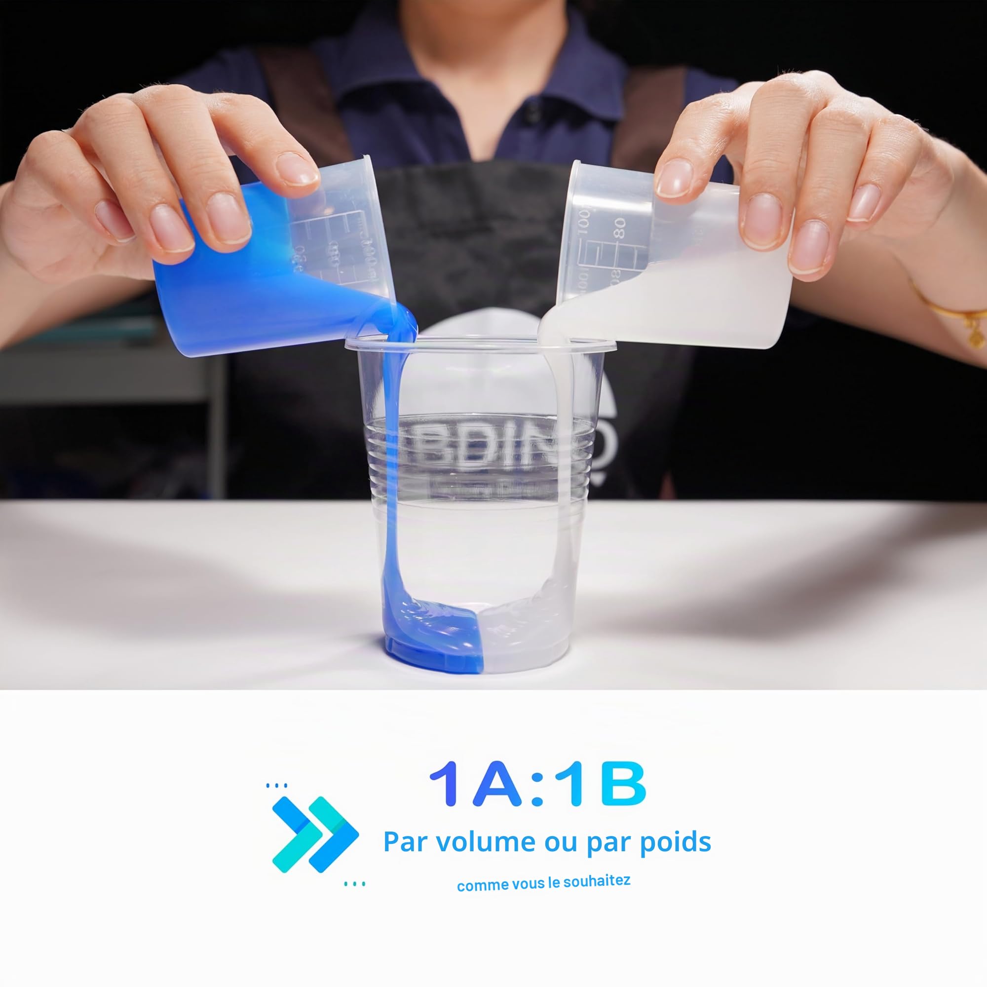 BBDINO Kit de fabrication de moules en silicone 30 A, silicone liquide pour la fabrication de moules 2000 g Bleu saphir, auto-dégazage de qualité platine 1A :1B, idéal pour mouler des moules en