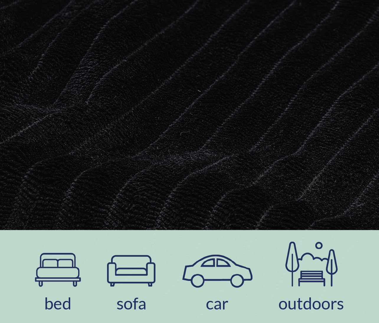 Premium Soft Dog/Cat Waterproof Blanket – Soft Sherpa Fleece, Washable, Reversible, Small, Medium, Large (Black Large Striped-50x60)