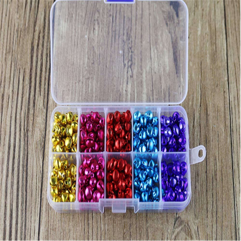 Cascabeles Pequeños Coloridos con Caja de Almacenamiento 300 Piezas para Manualidades Navidad