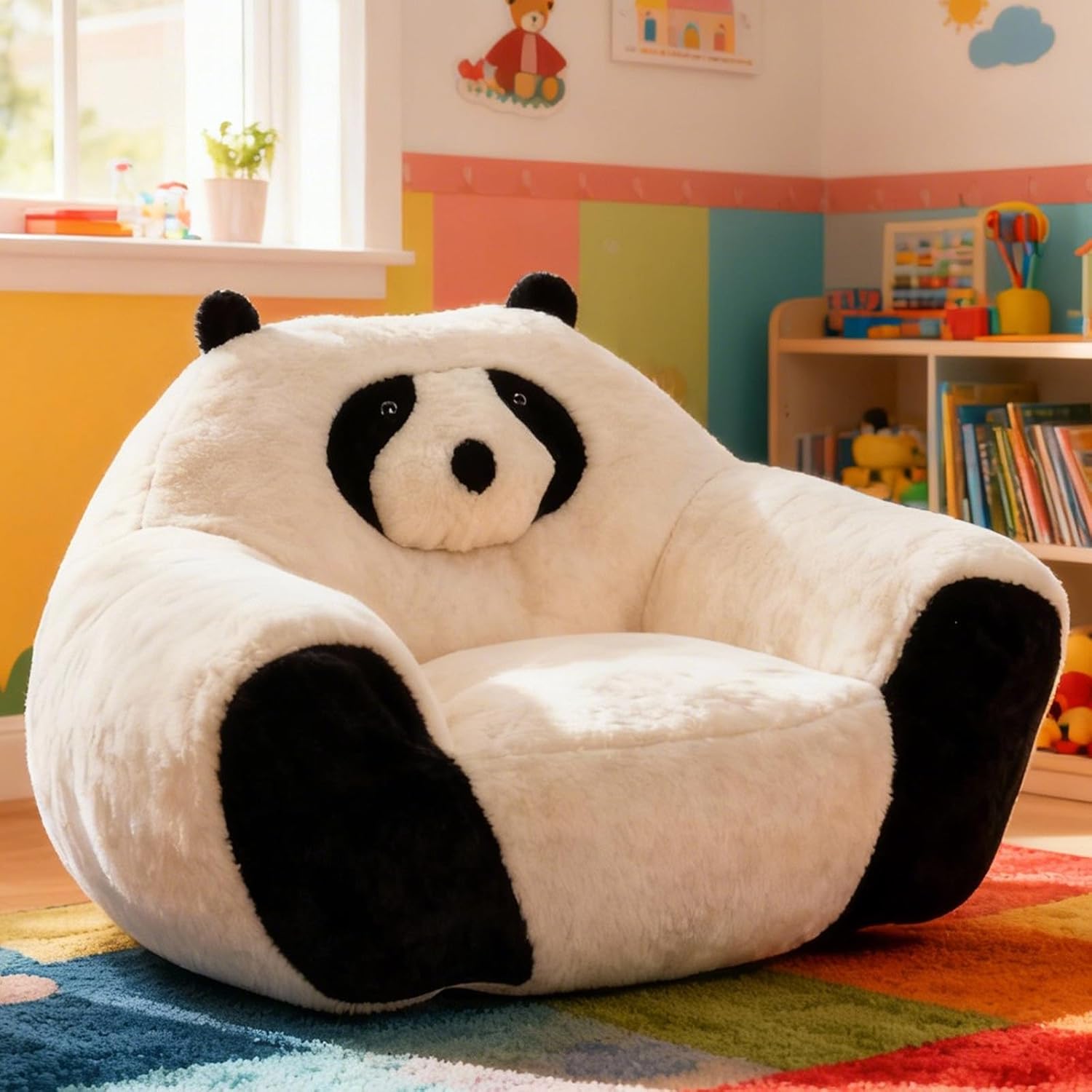 Panda Kid Bean Bag with Filler, Small Beanbags for Kids, Fluffy Bean Bag Chair & Single Seat Sofa for Bedroom Living Room Children's Room