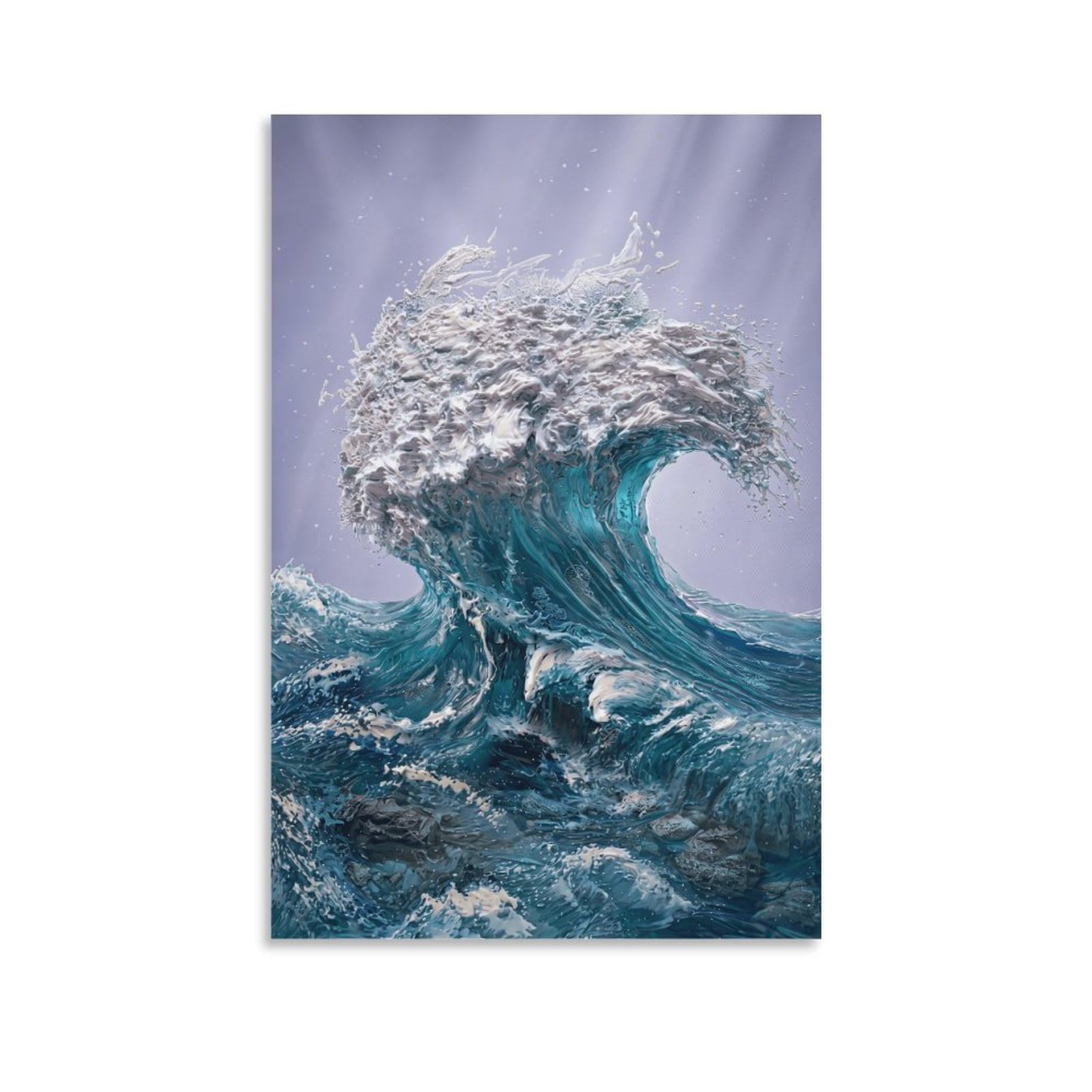 XPASHIQWC Oil Painting Wave Poster Artwork Giclee Canvas Prints Modern Canvas Wall Art Picture Wall Hanging for Office Gym Living Room Decor 16x24inch(40x60cm)