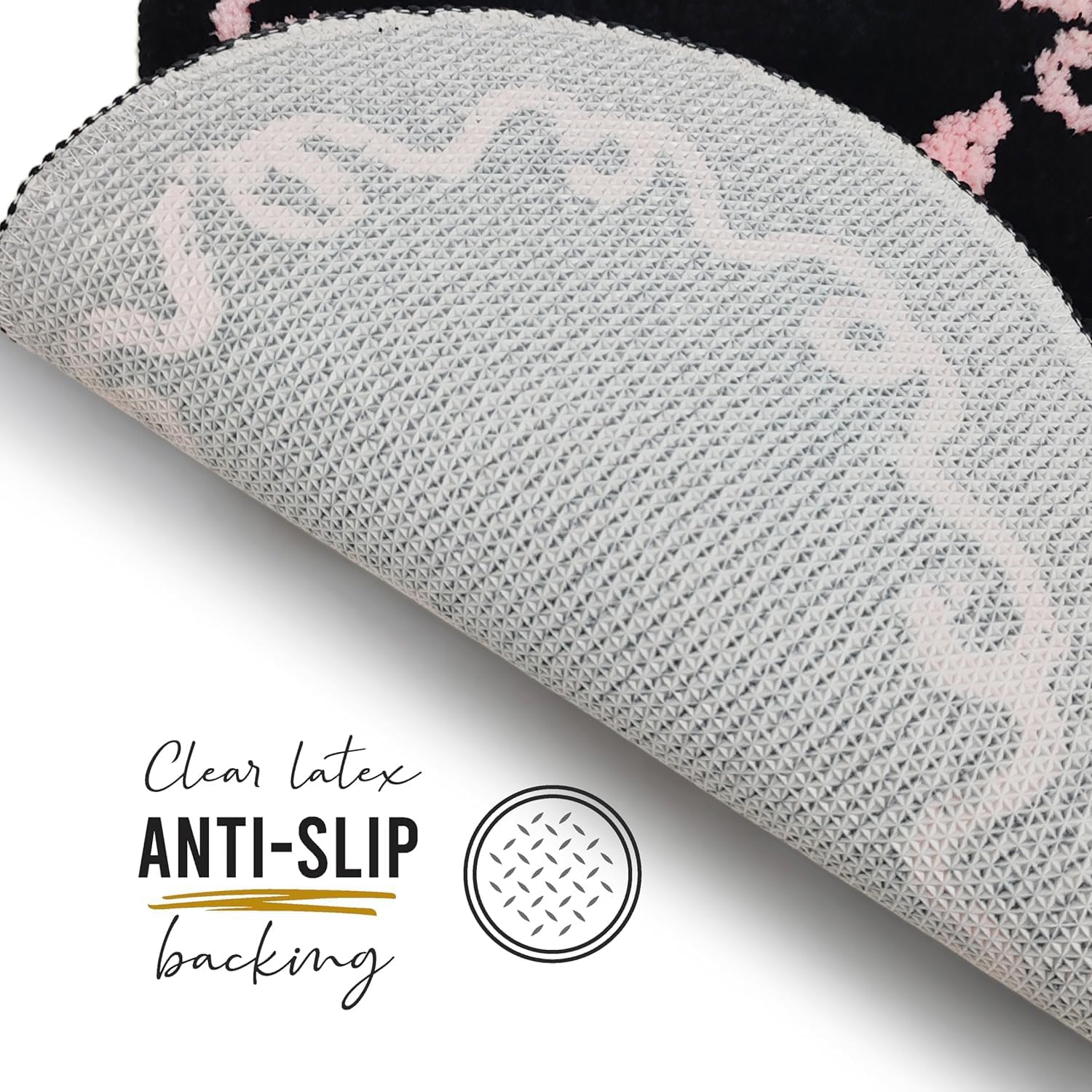 Black Pink Bow Bathroom Mat Coquette Non Slip Heart Shaped Bow Rug Cute Girly Carpet Room Decor Microfiber Absorbent Bath Rug for Bathroom Bathtub Shower Bedroom