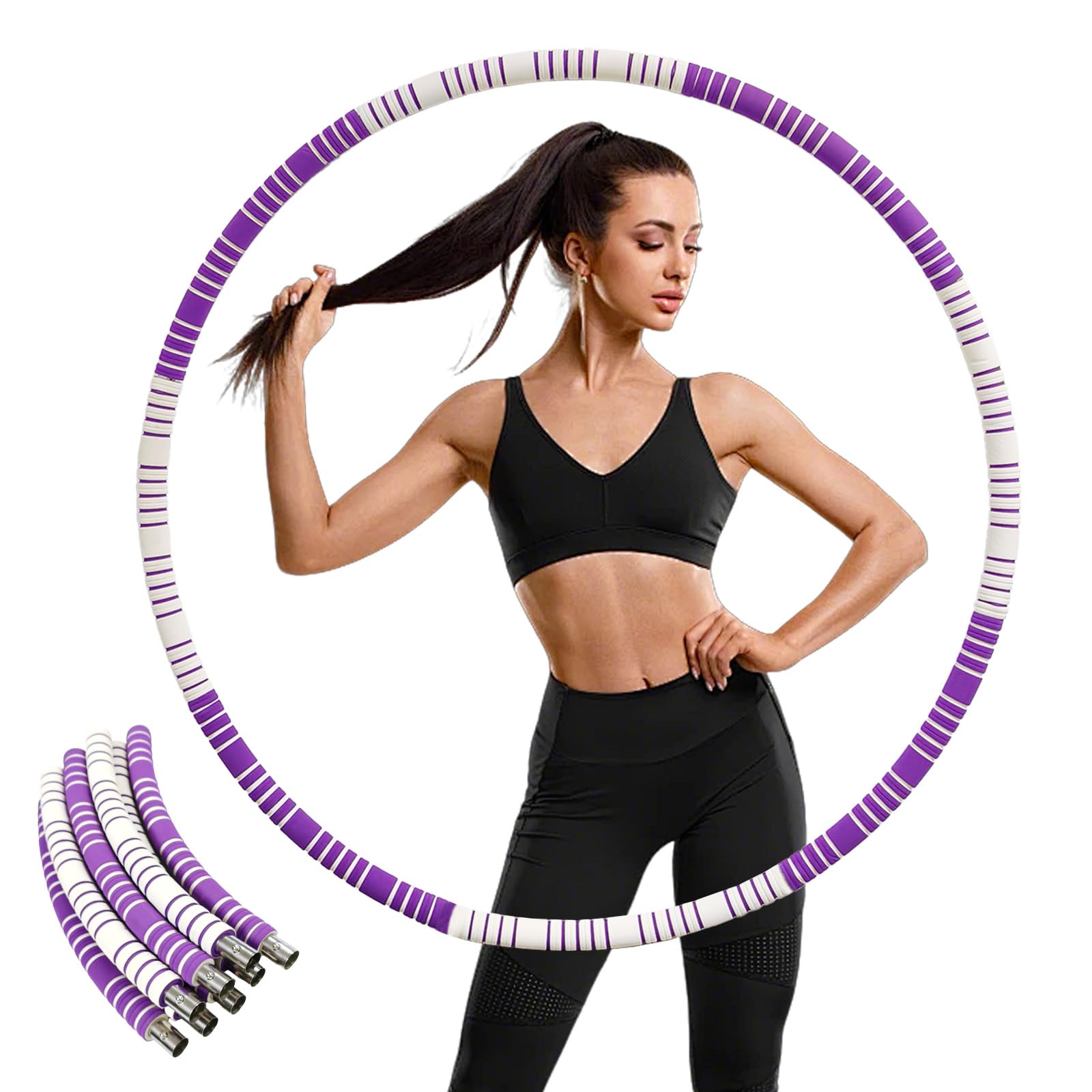 Cerceau Hula Hoop, Cerceau de Fitness pour Adultes et Enfants 0,9 kg, Fitness Perte de Poids, Anneau en Mousse - Vagues de Massage - 8 Segments - pour Débutants et Confirmés