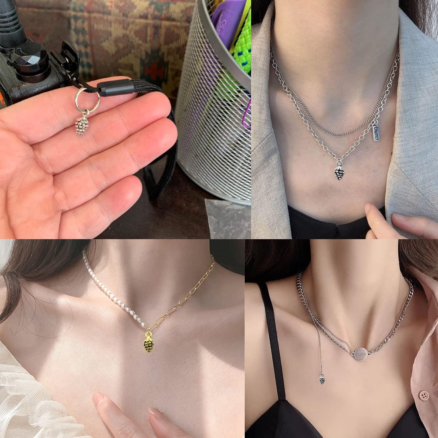 Honbay 80PCS Alloy Pine Cone Charms Pendant 3D Nut Charms Collection Small Christmas Nuts Charm Winter Pendants for Earring Bracelet Necklace Keychain Jewelry Making (4 Color) - Image 6