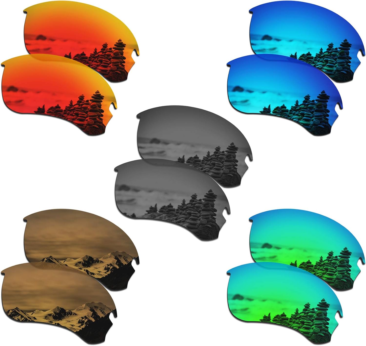 SmartVLT Set of 5 Men's Replacement Lenses for Oakley Flak Draft OO9364 Sunglass Combo Pack S02