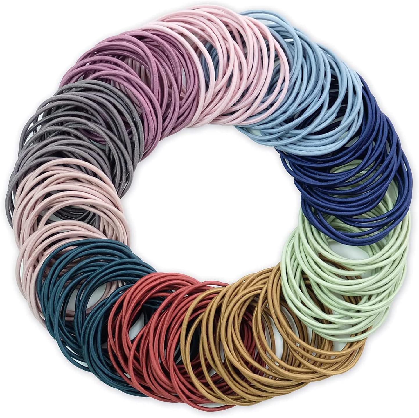Hanyousheng 200 PCS Elastic Hair Bands, 2mm Thin Hair Ties, Multicolor Ponytail Holders, Hair Bobbles for Girls Women