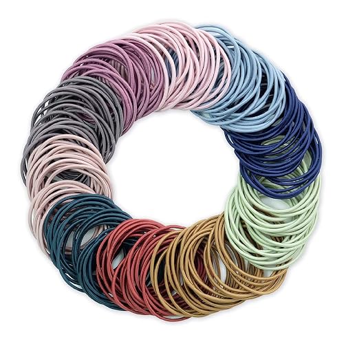 Hanyousheng 200 PCS Elastic Hair Bands, 2mm Thin Hair Ties, Multicolor Ponytail Holders, Hair Bobbles for Girls Women - 200 count (Pack of 1) - Multi-colored