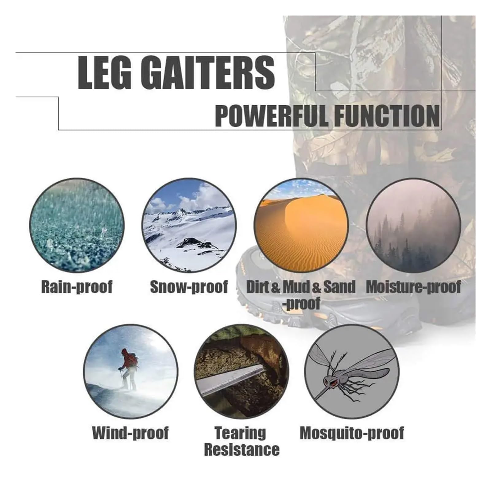 Guêtres Guêtres Legging for Bottes de Snowboard, Couverture Chaussures Trekking, guêtres for la Chasse, Marche, Le Camping, Vie en Plein air dans désert pour Randonnée en Plein