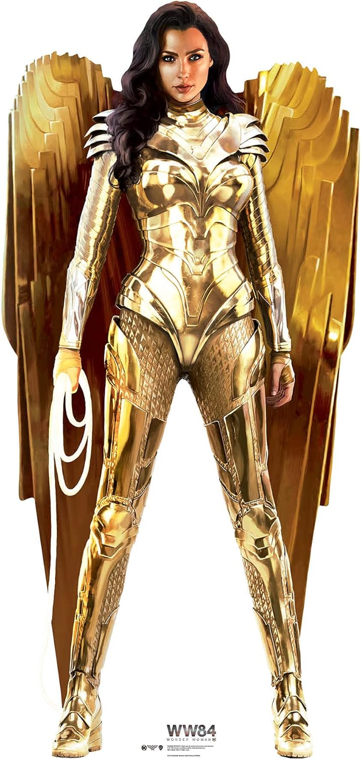 Star Cutouts Ltd SC1672 Wonder Woman 1984 Gold Armour l Gal Gadot l Lifesize Cardboard Cutout with Free Mini Standee l Perfect for Fans, Collectors, Parties, Multicolour