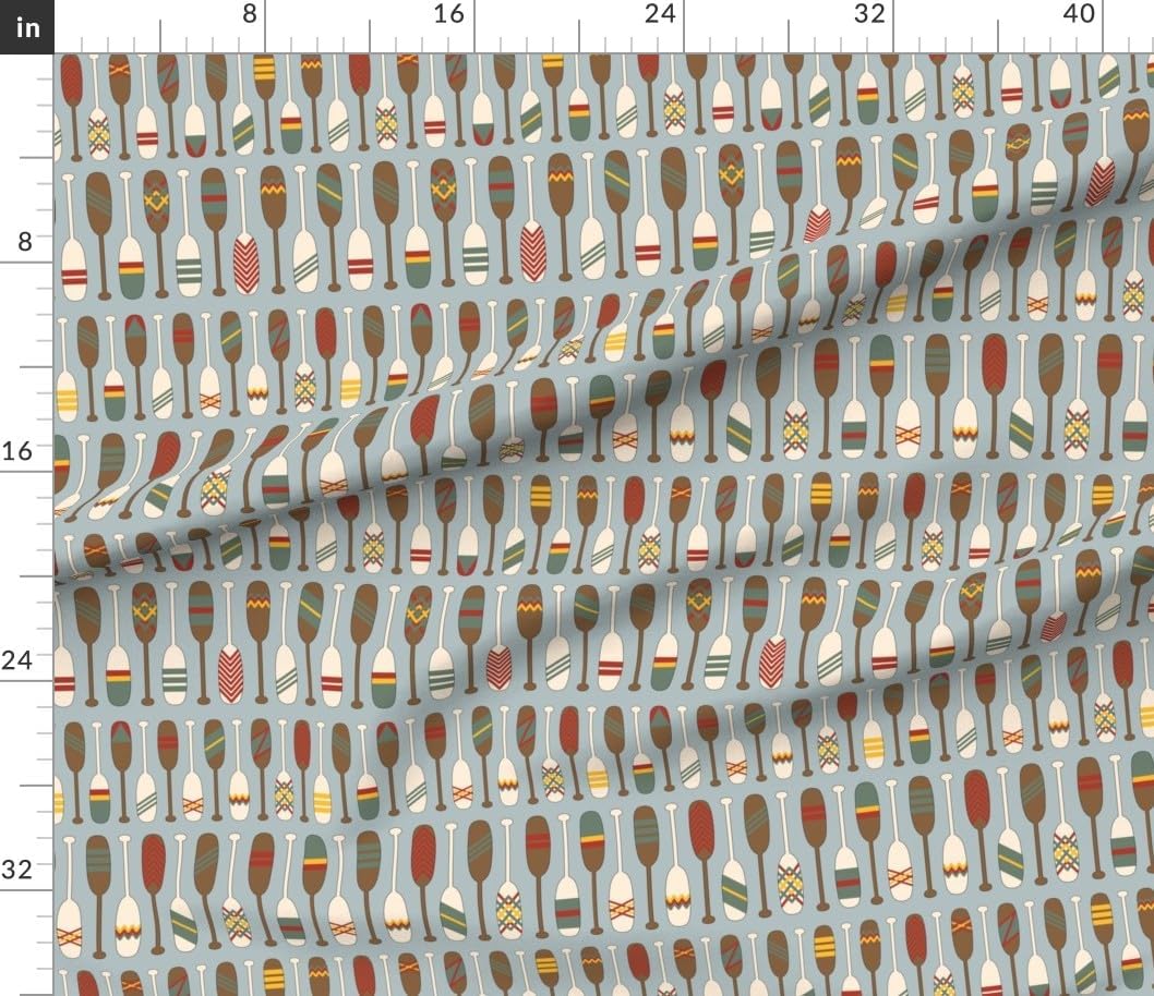 Spoonflower Fabric - Canoe Paddles Lake Oars Camping Outdoors Rustic Cabin Water Nautical Printed on Petal Cotton Fabric Fat Quarter - Sewing Quilting Apparel Crafts Decor
