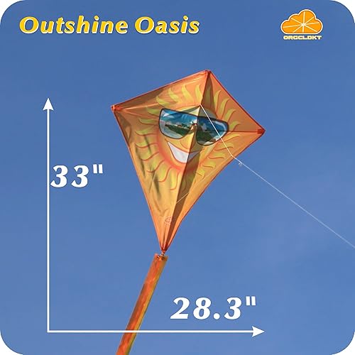 Miniatura 7 de Cute&Cuite Diamond Kite-Outshine Oasis, 33 x 28.3 pulgadas, cometas fáciles de volar para niños, adultos, niñas, niños. Cometa para la playa sin