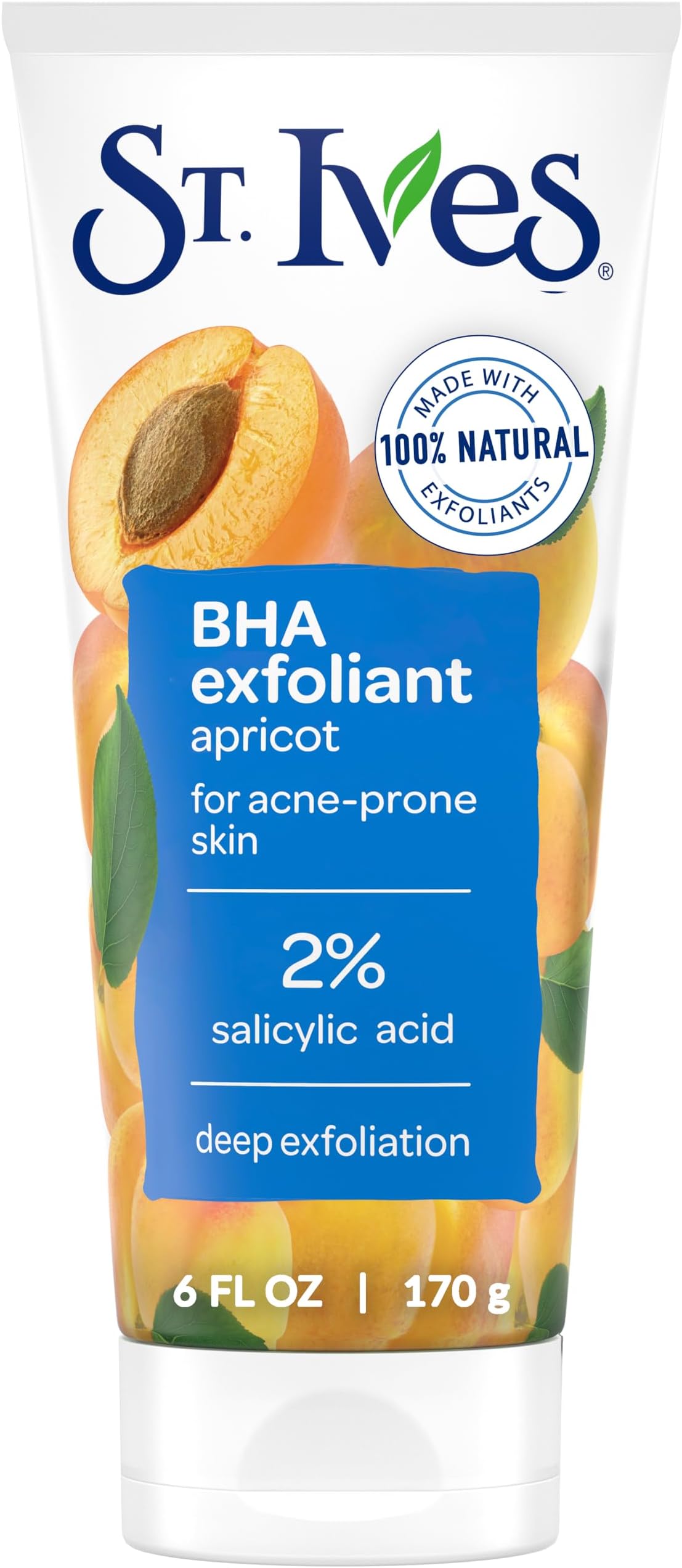 St. Ives Acne Control Face Scrub Deeply Exfoliates and Prevents Acne for Smooth, Glowing Skin Apricot Made with Oil-Free Salicylic Acid Acne Medication, Made with 100% Natural Exfoliants 6 oz