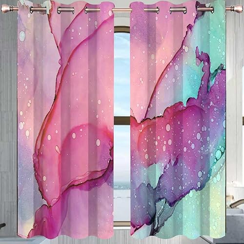 Cortinas rosas para habitación opacas, cortinas abstractas de acuarela para puerta, decoración de sala de estar, 63 pulgadas de ancho por 63