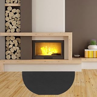 LINGJIONG Fireplace Fireproof Mat, Hearth Rug Fire Retardant Floor Protection Mat, Non Slip Half Round Carpet Hearth Mat Patio Backyard Floor Patio Protective Rug Floor Protective