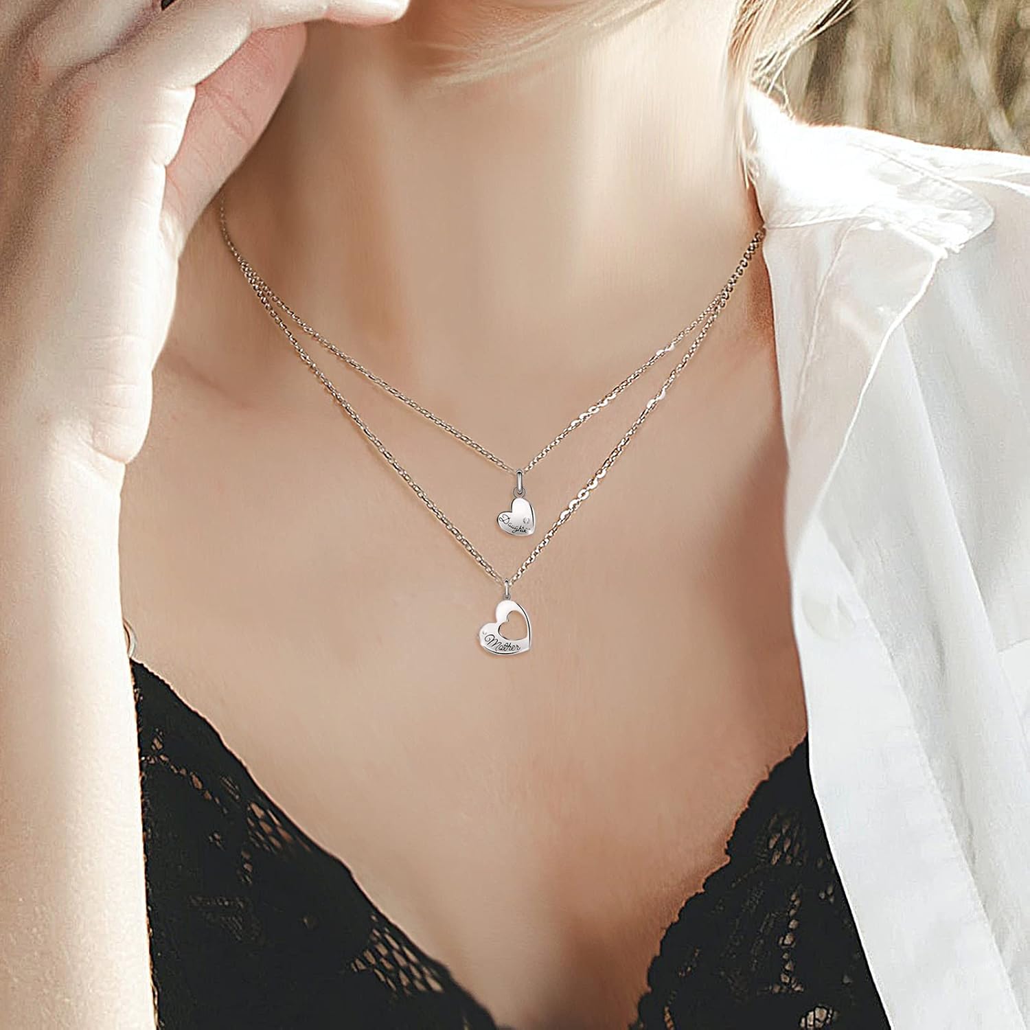 INFUSEU Sterling Silver Mother Daughter Necklaces Small Heart Matching Set for Mothers Day Birthday Gifts, 20"+18" Chain - Image 9