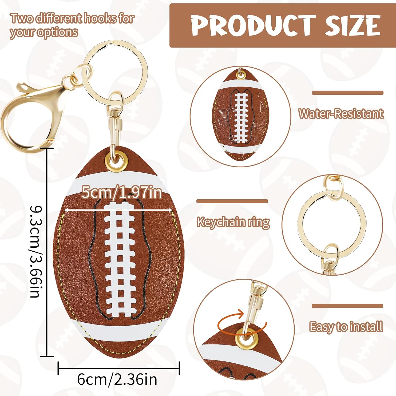 Football Keychain Holder for AirTag, Premium PU Leather GPS Tracker Case with Phone Lanyard Tether Tab, Anti-Scratch Protective Cover for Keys, Kids Backpack, Luggage - Sports Gift for Boys & Men image 3
