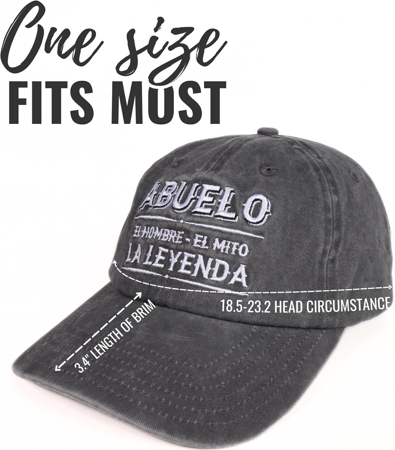 Abuelo Gifts Embroidered Cap, Funny Grandpa Gifts for Men, Adjustable Hat Gifts Accessory for Birthday & Christmas Grey - Image 4