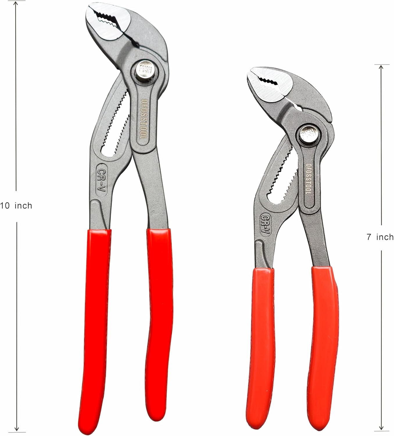 2pc Groove Joint Plier, Adjustable Pliers Multi-Purpose Water Pump Pliers, Tongue And Groove Plier, V-Jaw, Chrome-Vanadium Steel,Slip Joint Plier Set For Craftsman Lineman Engineer(7+10inch)