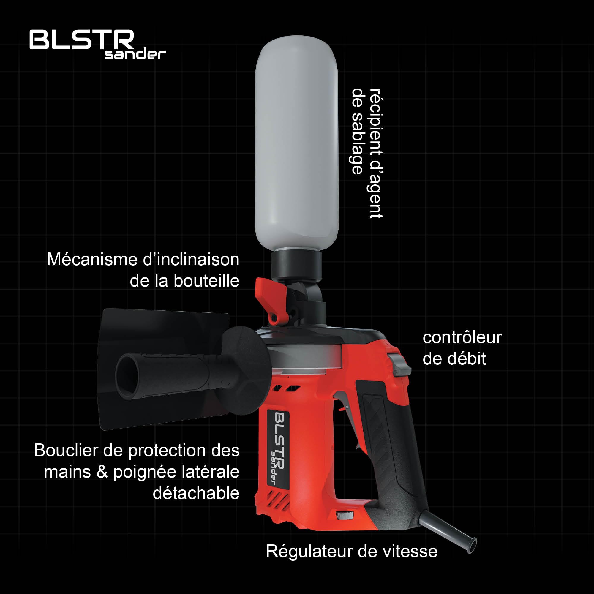 Sableuse portable fonctionnant sans compresseur pour métal, bois et pierre - Disque en céramique et débit réglable - compatible avec agent de sablage 0.2-0.5mm