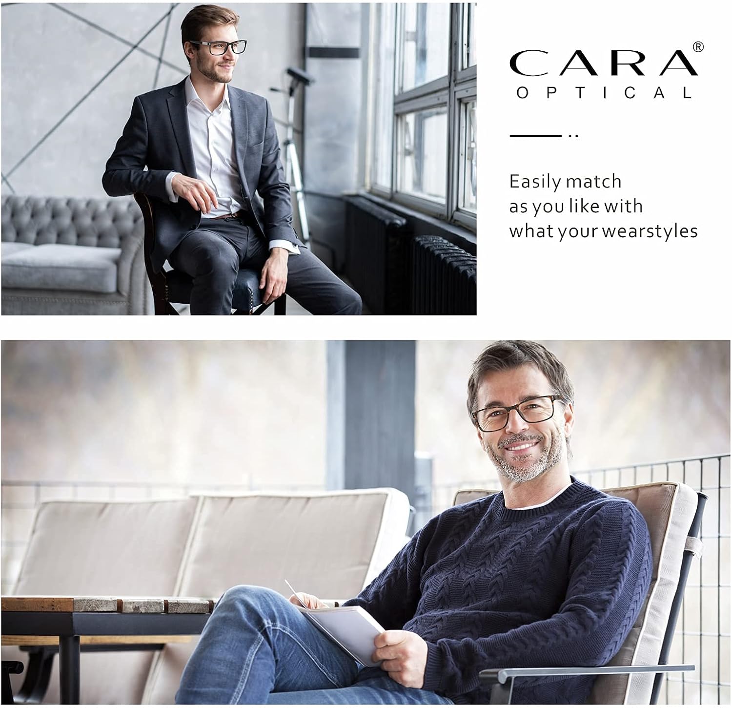 CARA Reading Glasses Blue Light Blocking Computer Readers for Men with Sturdy Spring Hinges Tortoise 1.50