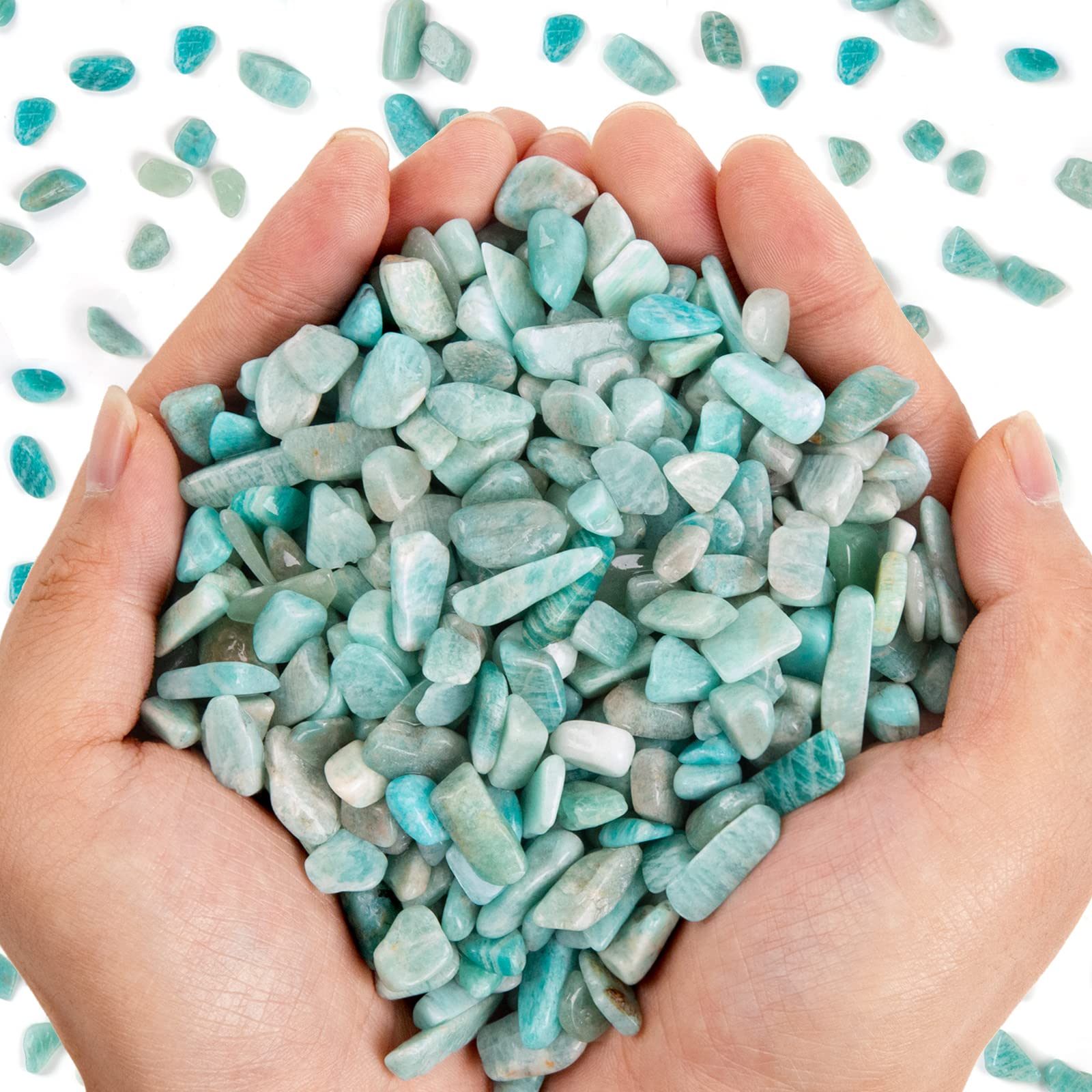 QICQDRAM Polished Gem Stones Rocks Green Amazonite Crystals Natural 2LB