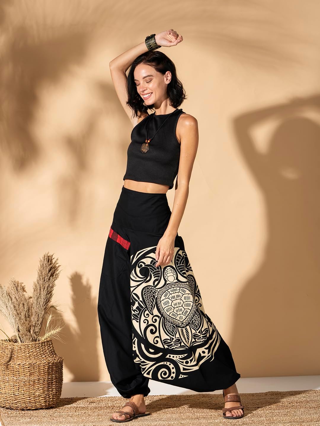 The Veshti Company Women's Printed Summer Harem Pants, Cotton Boho Hippie Casusal Oversized Palazzo Pant for Women - Image 3