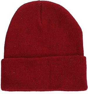 Classic Beanie Men Women - Unisex Cuffed Plain Skull Warm Winter Acrylic Knit Daily Hat Cap (Burgundy)