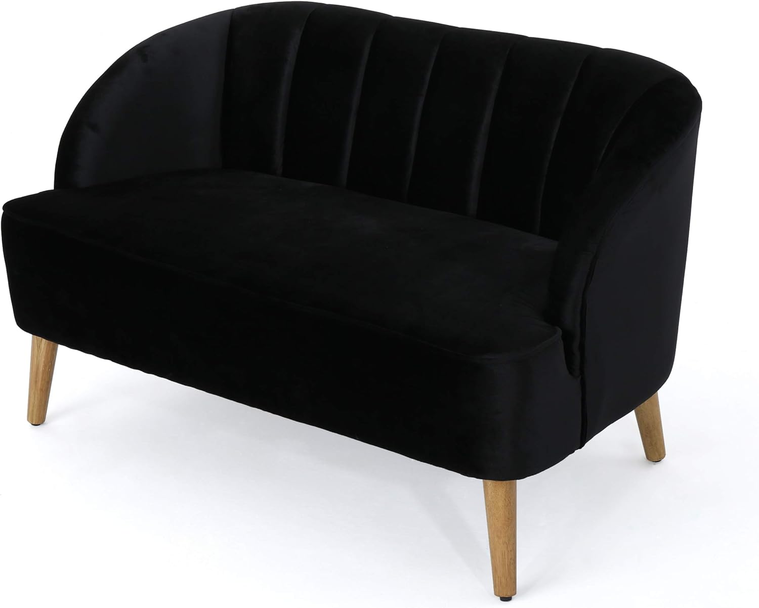 Christopher Knight Home Amaia Modern Velvet Sofa, Black / Walnut Home & Kitchen