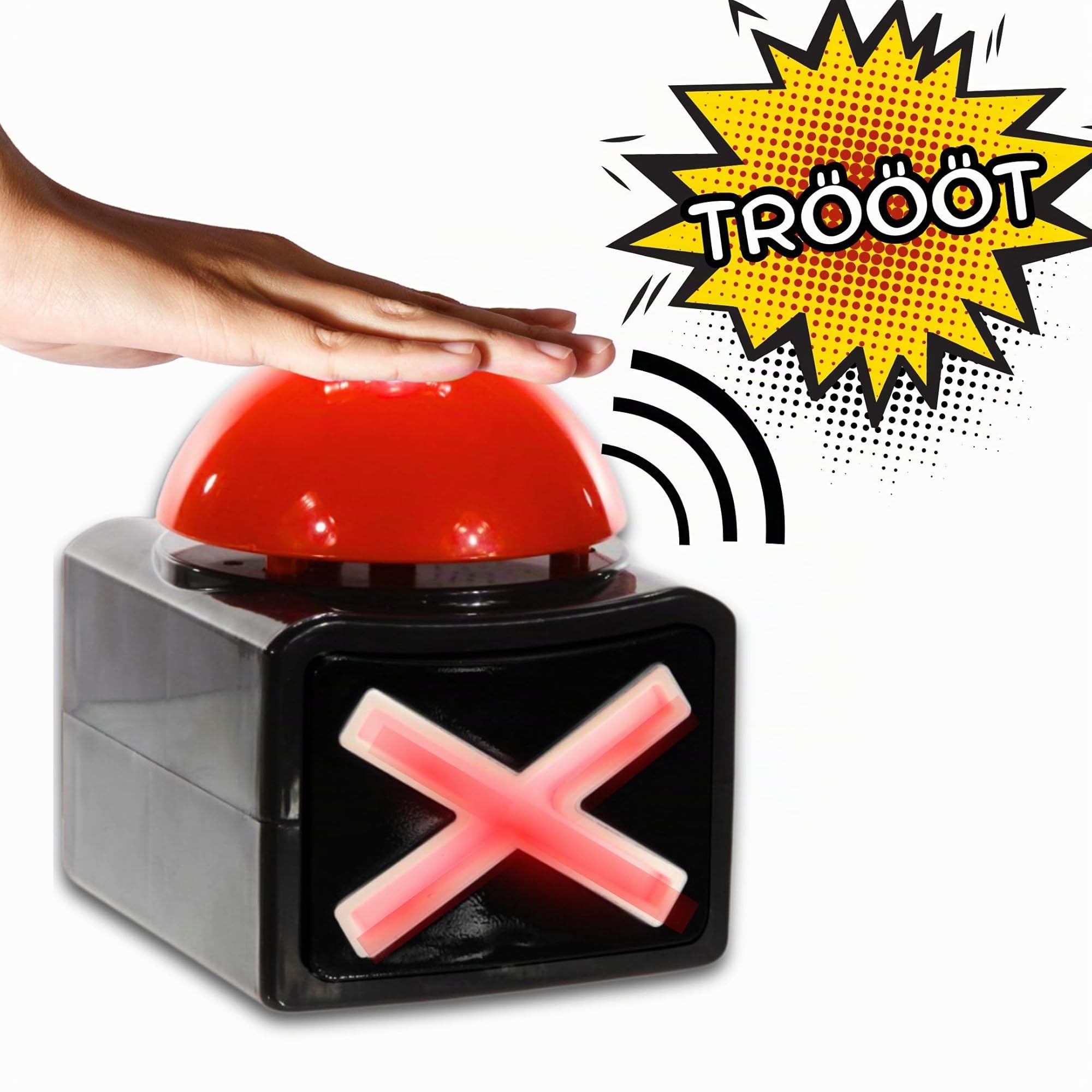Bada Bing 2er Set XL Buzzer Button mit Sound und Lichteffekten - Perfekt für Quizabende und Partyspiele - Zubehör Quiz Games - Batteriebetriebener Alarmknopf Spielabende und Spielshows Party Spiel