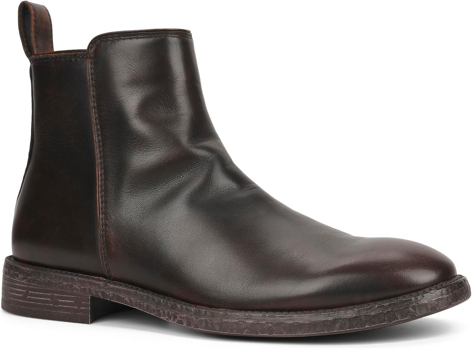 FIEEIF Men's Leather Ankle Boots Side Zip Stylish Comfortable Dress Chelsea Boots