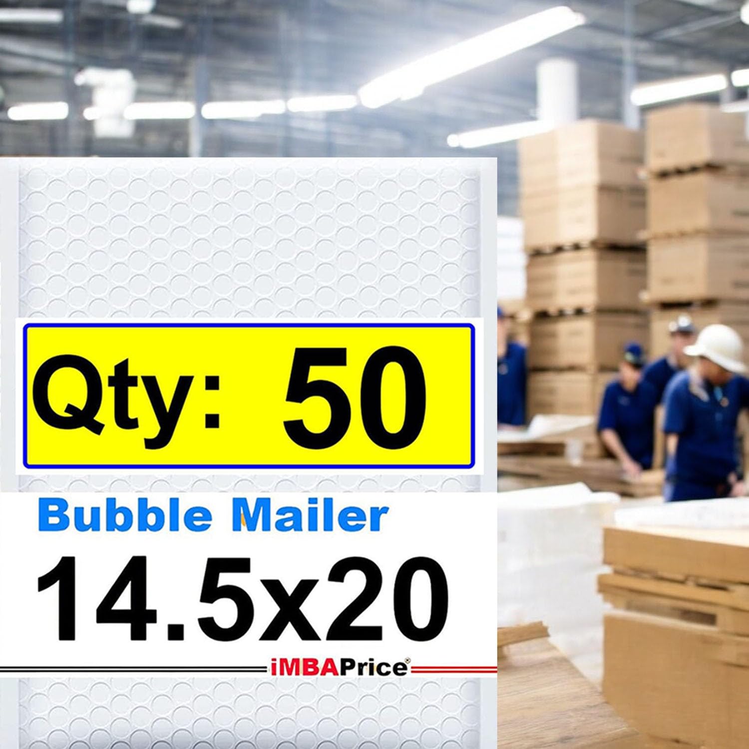 iMBAPrice 50-Pack #7 (14.25" x 20") Premium Pure White Color Self Seal Poly Bubble Mailers Padded Shipping Envelopes (Total 50 Bags)