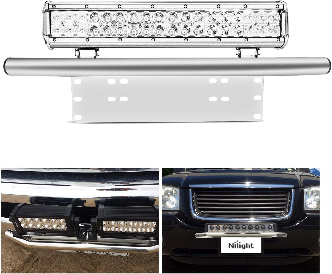 Nilight Led Light Bar Mounting Bracket Front License Plate Frame Holder For Off-Road Lights Work Lamps Lighting Bars, 2 Years Warranty